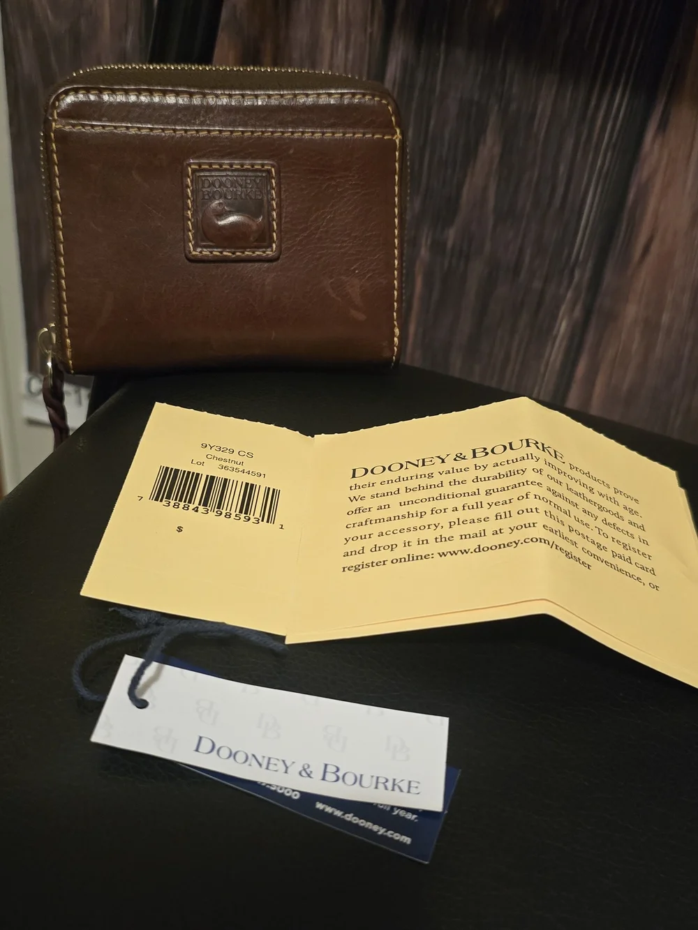 Dooney & Bourke Brown Leather Zip Wallet